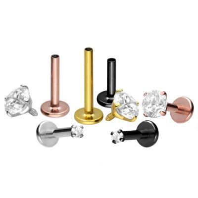 Surgical Steel Labret with Internal Tread Body Piercing Jewelry