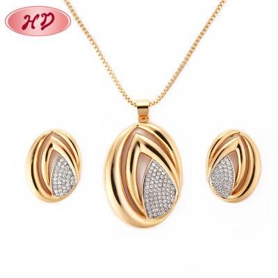 Fashion 18K Gold Plated CZ Crystal Chain Jewelry Sets