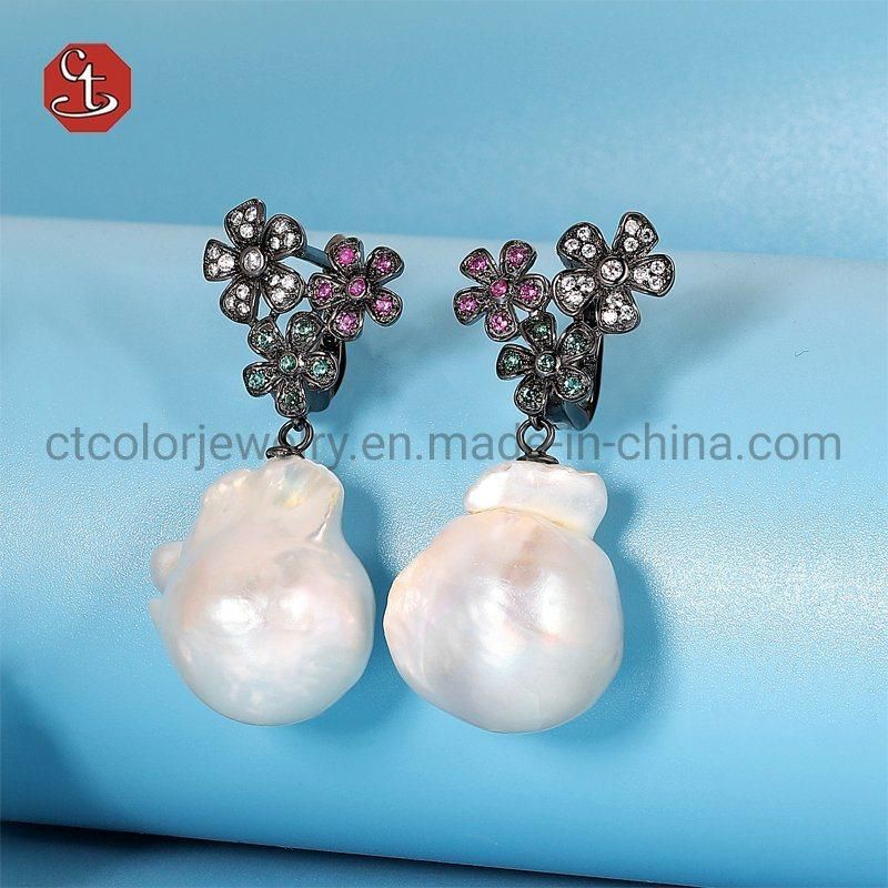 Wholesale Fashion Jewelry 925 Sterling Silver or Brass Jewelry Special-shaped Pearl Earrings