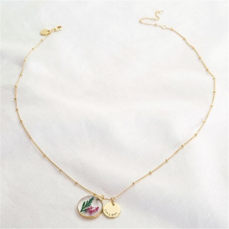 Personalised Pressed Birth Real Dry Flowers Pendant Necklace New Romantic Necklace Supplier