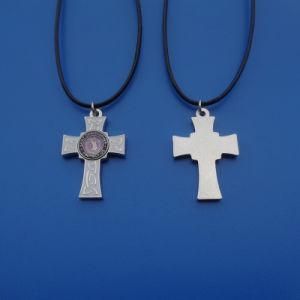 Metal Alloy Cross Saint Christopher Medal Transparent Enamel Necklace Prayer