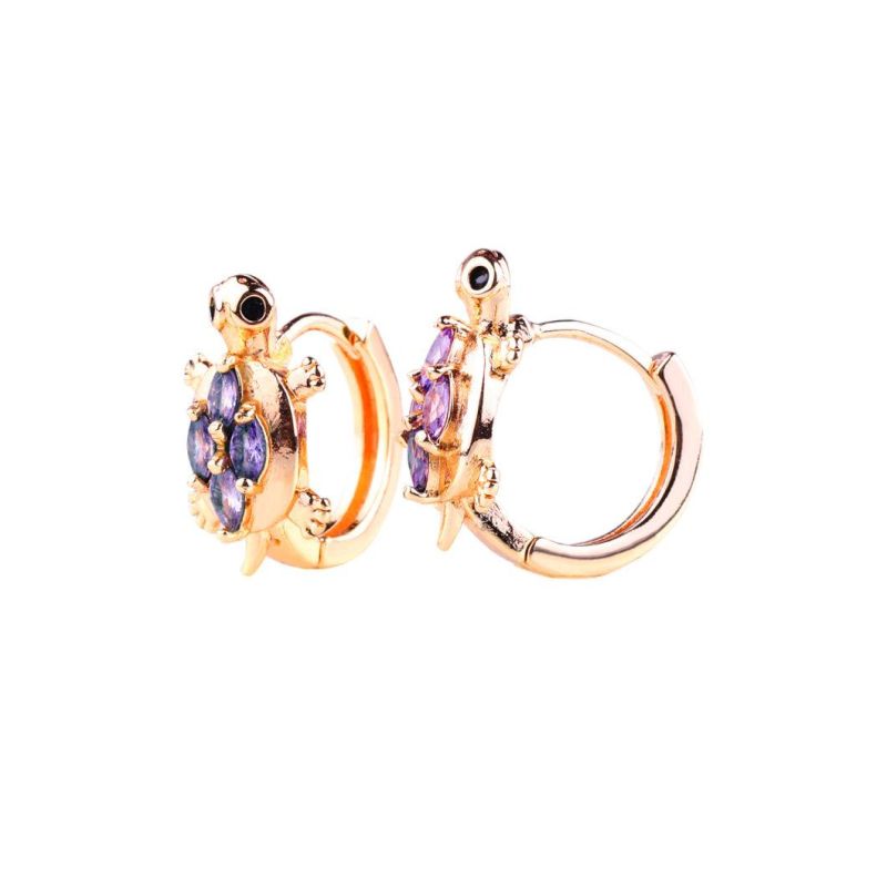 New Design Gift Crystal AAA Cubic Zirconia Jewelry Women Gold Huggies Earrings