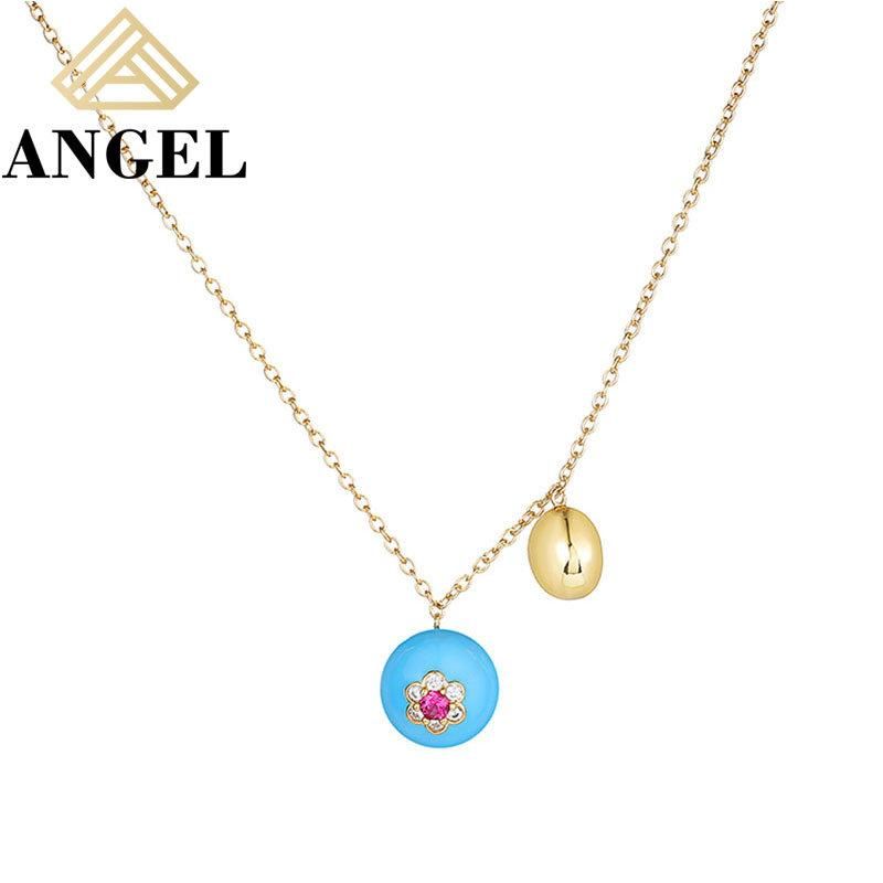 Wholesale Factory Enamel Gold Flower CZ Necklace Fashion Jewelry Necklace