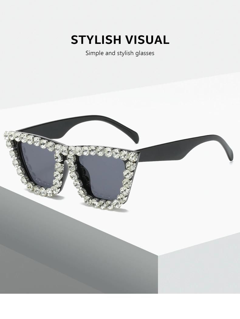 Oversize Unique Female Luxury Rhinestones UV400 Sunglasses