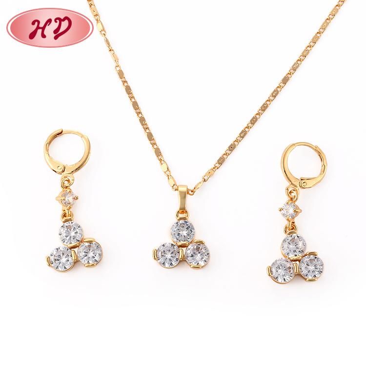 Imitation Fashion Women 18K Gold Plated Costume Ring Bracelet Charm Jewelry with Earring, Pendant, Necklace Sets Jewelry