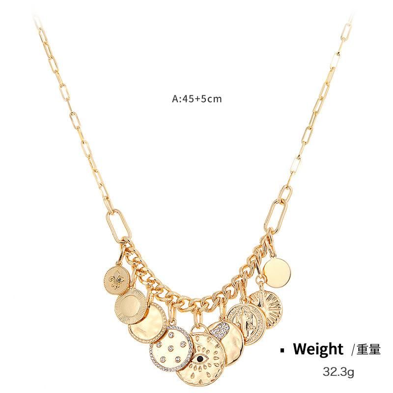 Women′ S Coin Set Diamond Embossed Small Pendant Bib Necklace