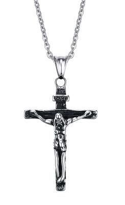 Stainless Steel Cross Jesus Pendant Jewelry with Chain Men Fashion Accessories