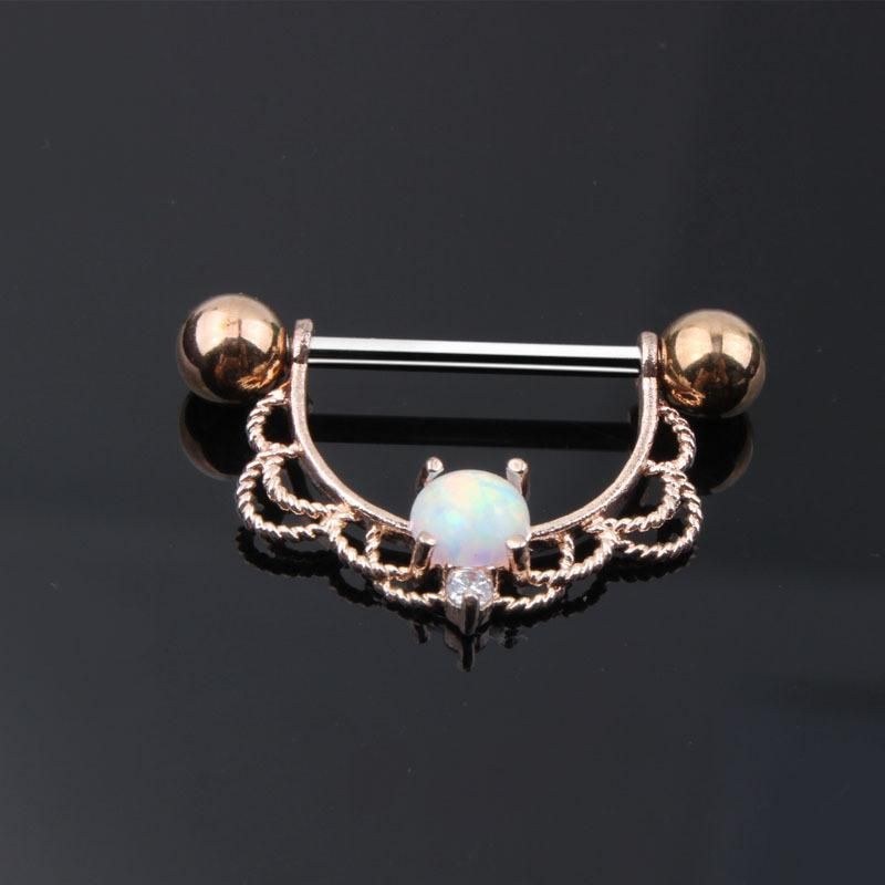 316L Surgical Stainless Steel Nipple Rings Tongue Rings Setting Opal or CZ Piercing Jewelry