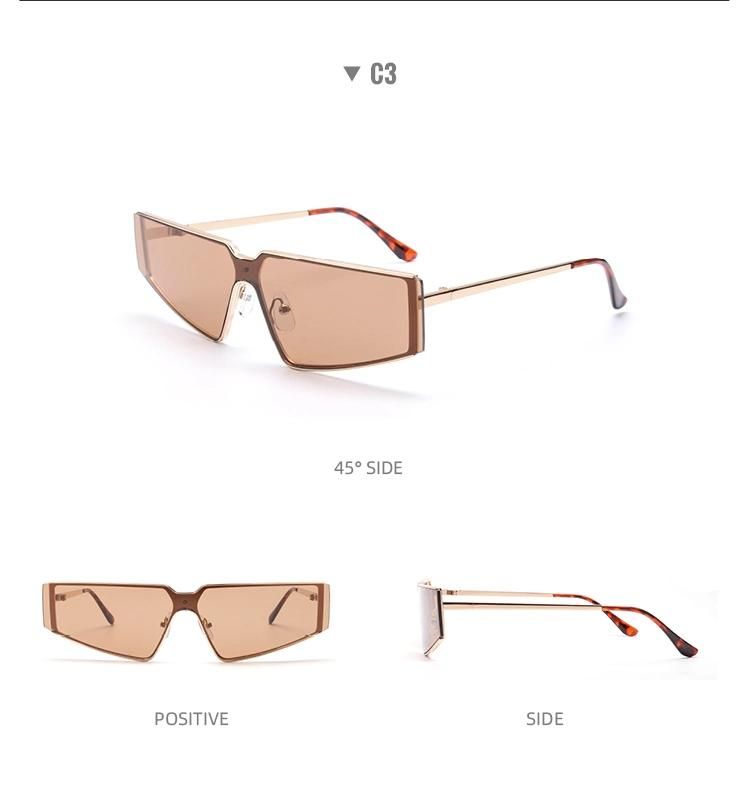 2022 Fashion Unique One-Piece Unisex Luxury Sun Glasses Metal Frame Cat Eyes Rimless Sunglasses