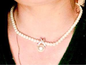 Korean Fashion Imitation Pearls Cute Rhinestone Pendant Necklace
