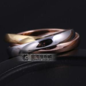 Celebrity Designer Style Golden/ Silver/ Rose Golden 3 Tone Colors Love Ring