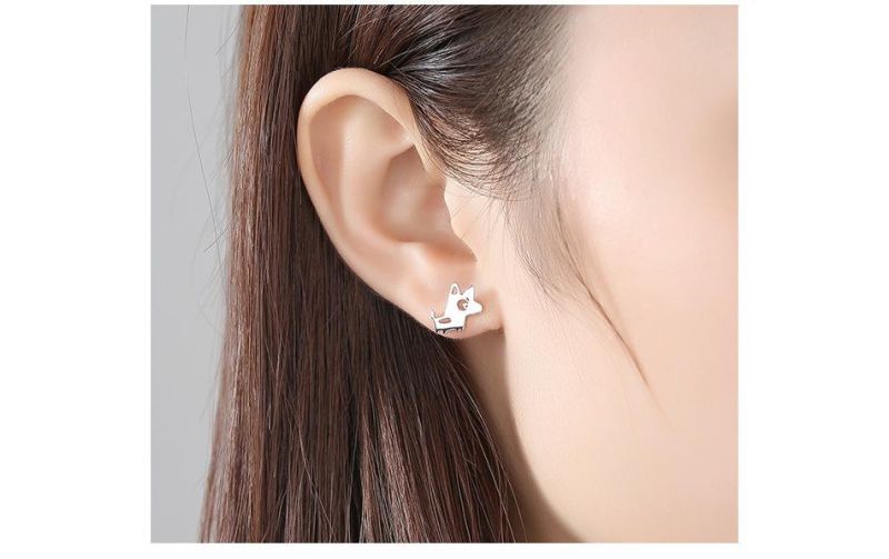 Jewelry Irregular Earring Stud in Dog and Bone Shape