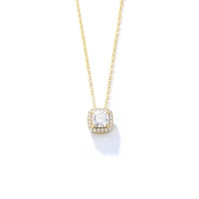 Lady Customize Jewelry Silver 925 Sterling Gold Plated Zircon Diamond Pendant Necklace