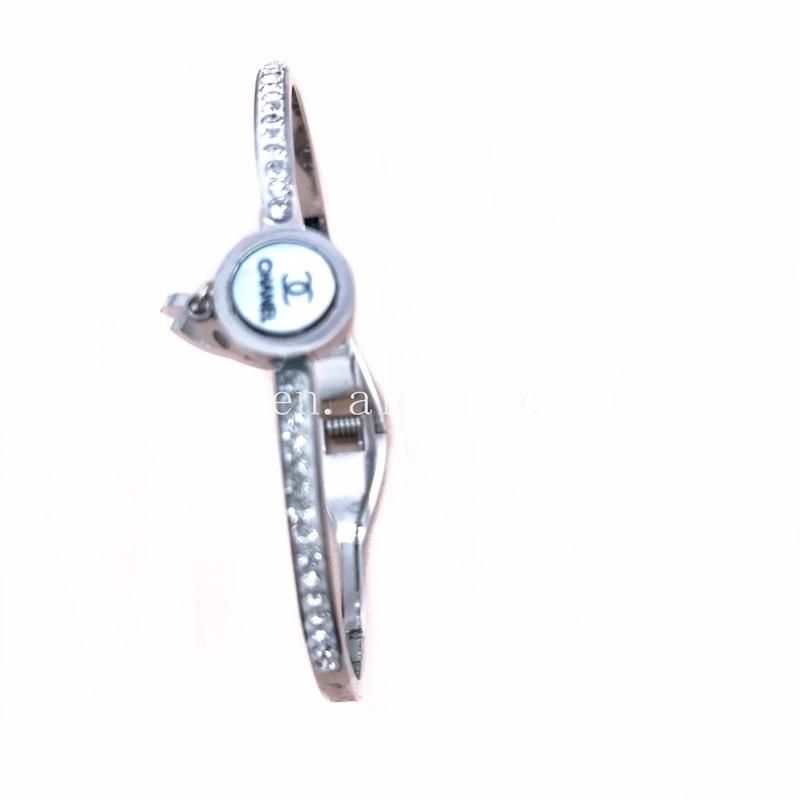 Fashion Stainless Steel Jewelry Silver Zircon Bangle Bracelet for Women