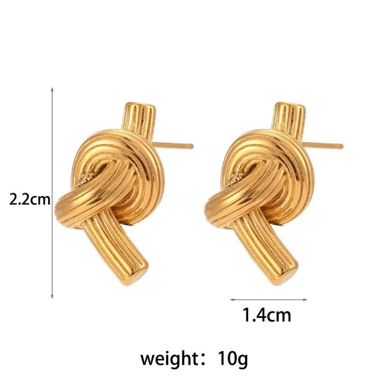 Factory Customized Fashion Jewelry Ins Minority Fashion Personalized Earrings Jewelry Female Stainless Steel Exaggerated Drawing Knotting Button Earrings