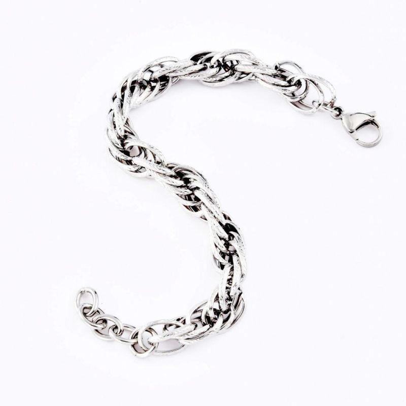 Custom Stainless Steel Sliver Gold Plated Fashion Rope Embossing Jewellery Steel Link Chain