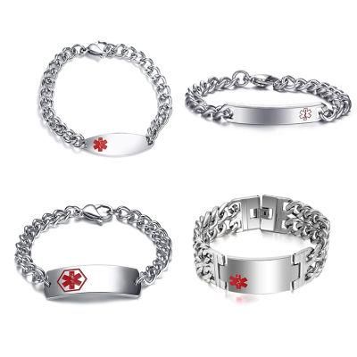 Stainless Steel Jewelry Jewelry Wholesale Accessories Titanium Steel Bracelet Curved Stainless Steel Medical Men&prime;s Logo Bracelet