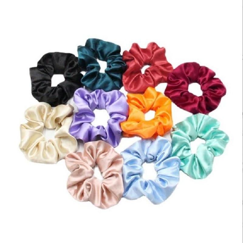 Hot Satin Silk Scrunchies Elastic Rubber Hair Bands Hair Ornaments