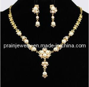 Spring Fashion Necklace Yellow Chains Peral Earrings Gold Plated Zinc Alloy Environmental Friendly