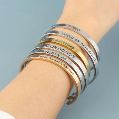 Geometric Stainless Steel Letter Women&prime; S Bracelet