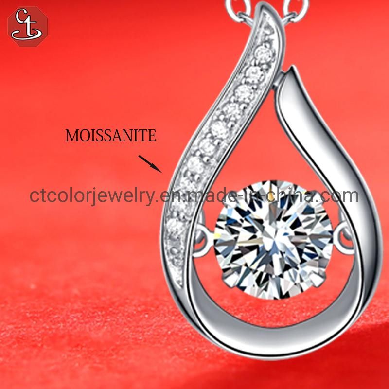 Fashion Jewelry flashing pendant moissanite Necklace High Quality Sterling Silver jewelry for girls