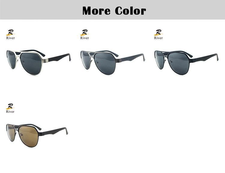 Top Flat Custom Logo Ready Fashion Metal Frame Polarized Men Sunglasses