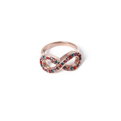 2020 Fashion Jewellery 8-Shaped Glod Ring with Colorful Rhinestone