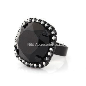 Square Black Glass Design Rings for Women Banquet Party Charms Rings Female Holiday Birthday Gifts