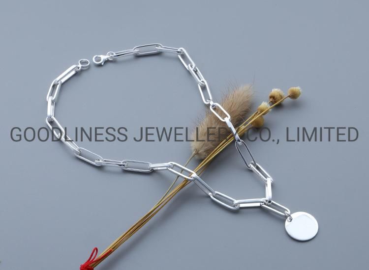 Simple Friendship Silver Coin Cuban Link Chain Mens Pendant Necklace