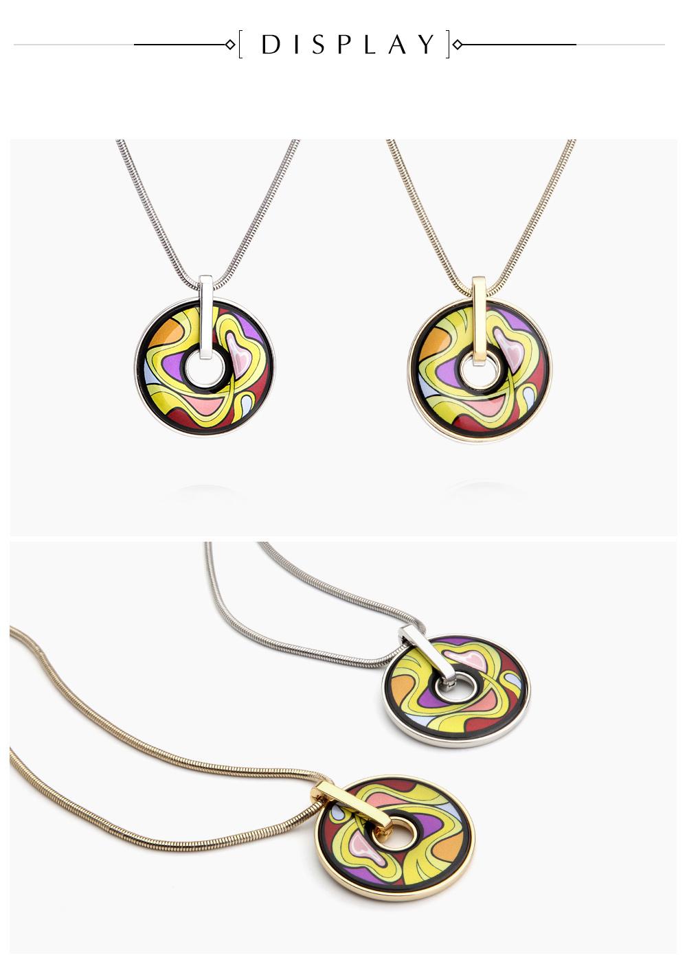 Couple Colorful Pendant Necklace with Delicate Back Side