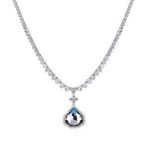 Fashion Luxury Pendant Jewelry 925 Sterling Silver Tennis Single Gemstone Drop Necklace