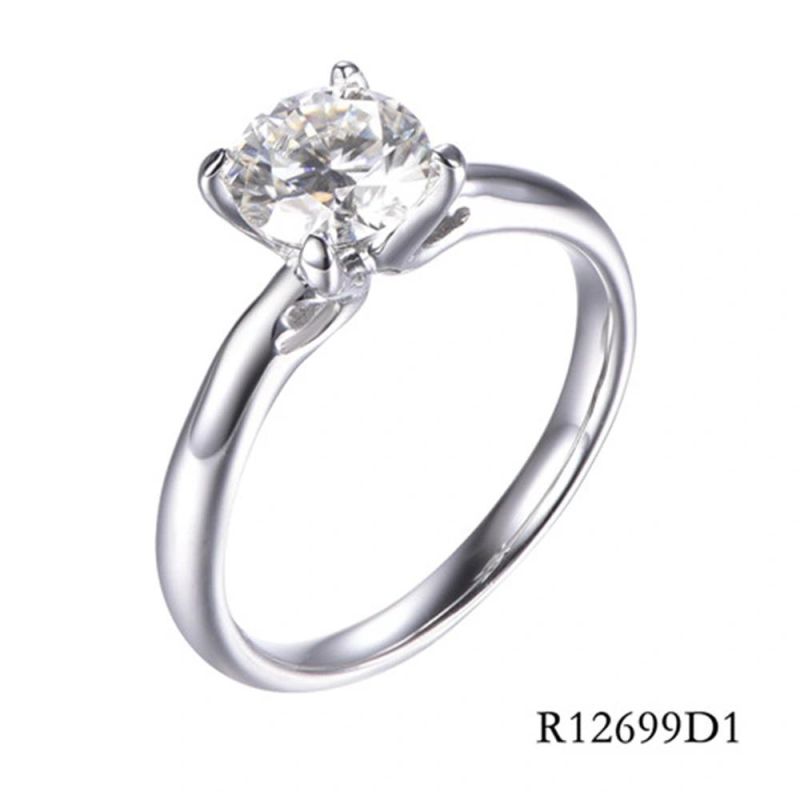 Minimalism Design 925 Sterling Silver Moissanite Main Stone Ring