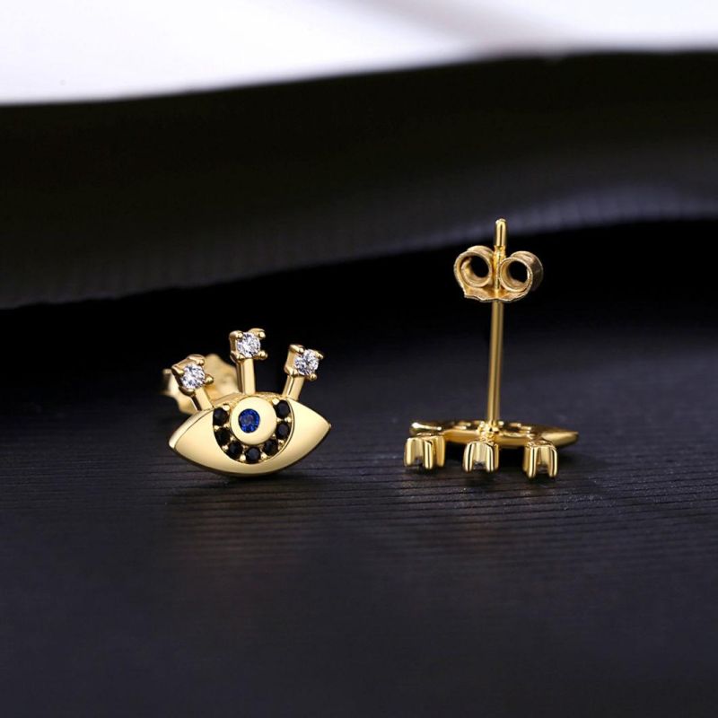 Stylish Demon Eye 925 Sterling Silver Earrings Ear Studs