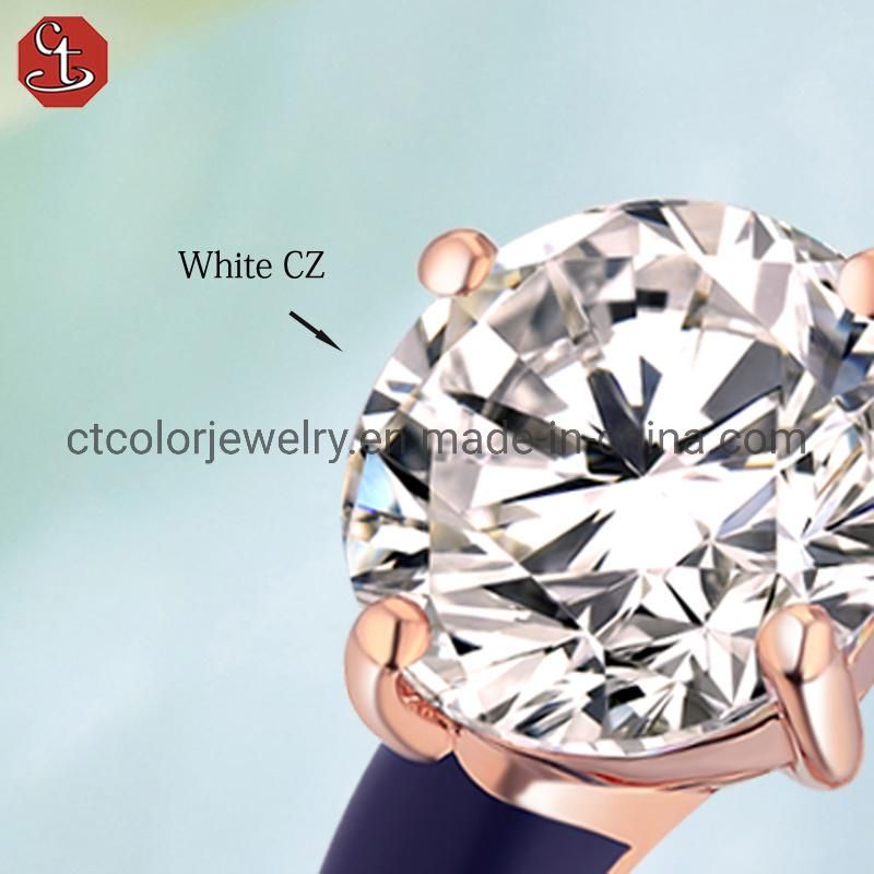 2022 new style women′s jewelry white cubic zircon enamel ring fashion jewellery wholesale