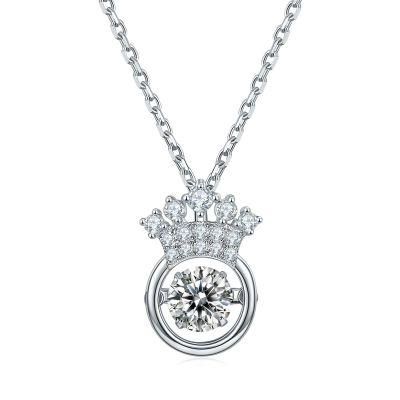 2022 Fine Luxury Claw Insert 0.5CT Moissanite Women Crown Necklace S925 Jewelry