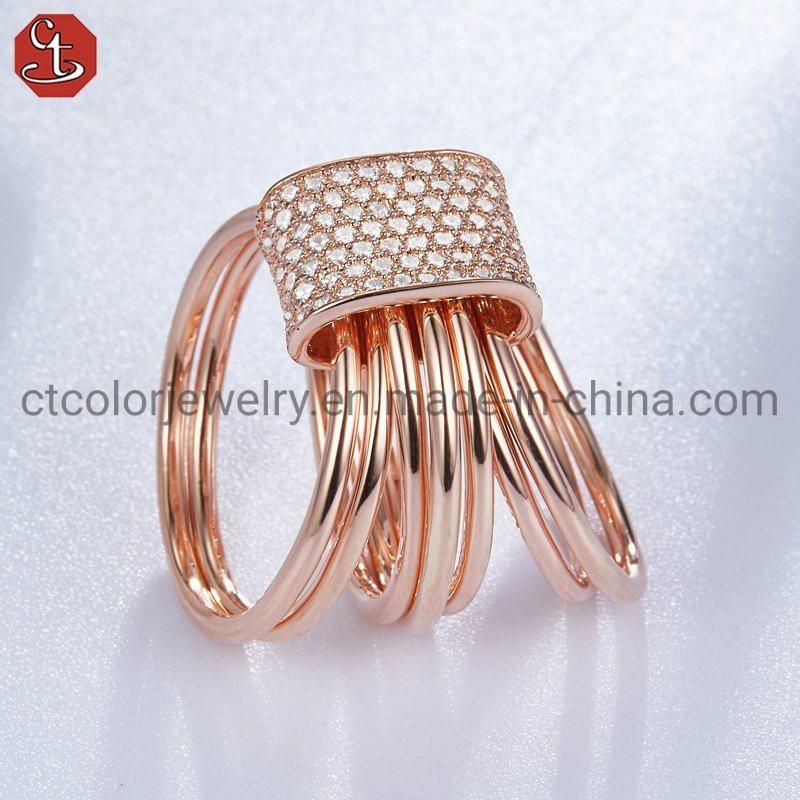 925 Sterling Silver Fashion Jewelry Rose Gold Plated Luxury Ring for Women