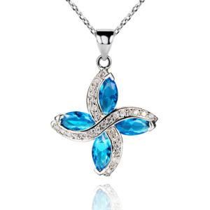 Fashion Good Quality Imitation Jewelry Lucky Leaf Blue Topaz Pendant