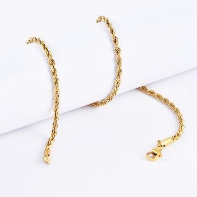 Hot Sale Rope Chain Necklace Bangle Jewelry Fashion Craft Design Stainless Steel Gold Plated for Fashion Decoration