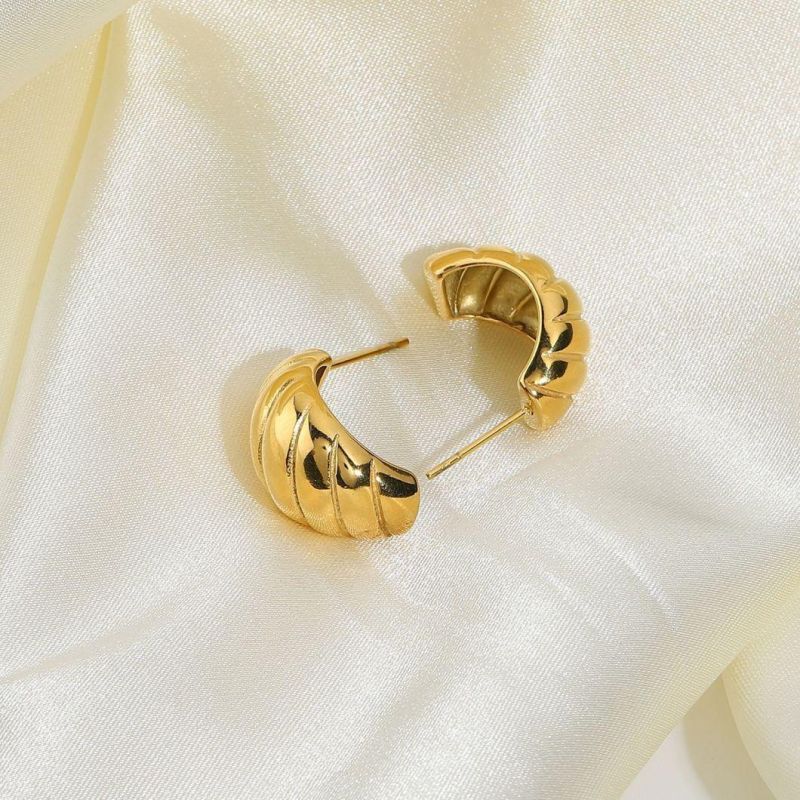 Manufacturer Ins Titanium Steel Horn Bag Earring Gold-Plated Stainless Steel Earrings Jewelry, 18K Gold Filled, 18K Gold Plated