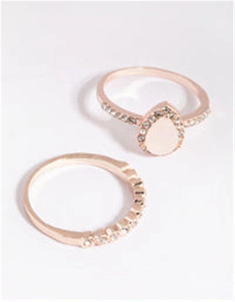 Factory Supplier Rose Gold Cat Eye Alloy Ring Stack Pack