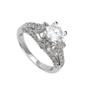 Bling Clear CZ 925 Sterling Silver Band Ring for Gift
