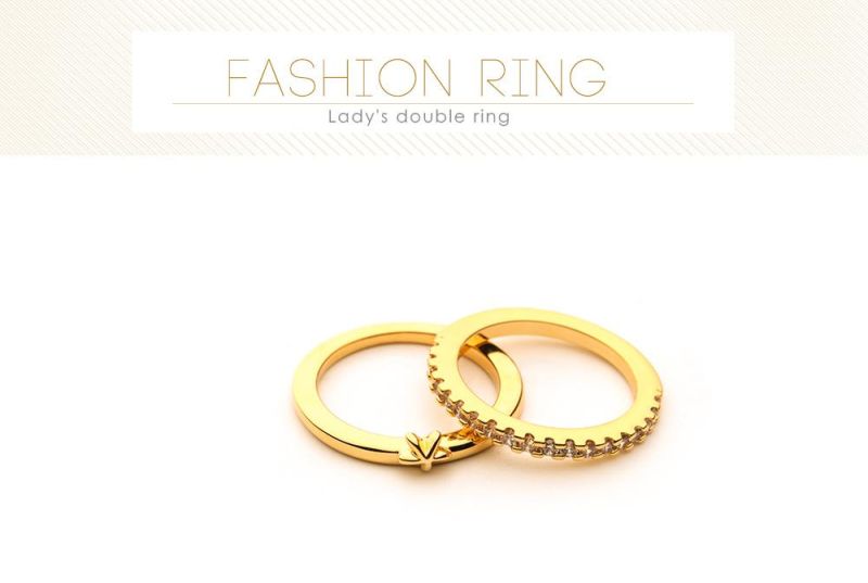 Five-Pointed Star Ring in Brass with Cubic Zirconia