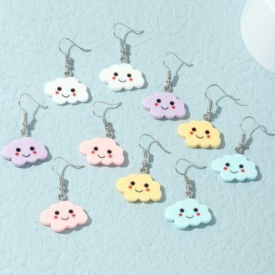 5pair/Set Wholesale Fashion Colourful Cartoon Cloud Acrylic Resin Earrings for Girls