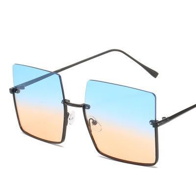 Fashion Half Frame Sun Glasses with Metal Retro Square Ink