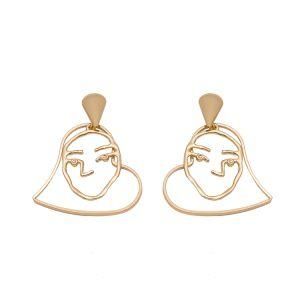 Fashion Metal Jewelry Heart Human Face Women Earrings