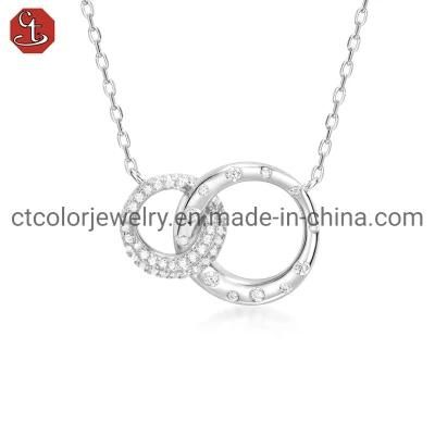OEM Custom Fashion 925 Silver Jewelry Necklace with Circular Charm