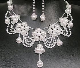 Bridal Wedding Rhinestones Crystals Necklace Set Noble Bride Jewelry Set Silver