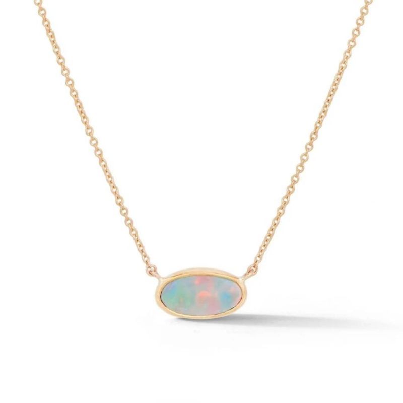 Oval Cut Opal Wholesale High Quality 925 Sterling Silver Jewelry Rose Gold Plated Opal Pendant Necklace for Women