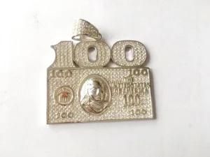 Good Quality Brass One Hundred Us Dollar Pendant in Rhdoium Plating