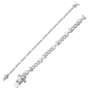 Sterling Silver Round Bazel Setting with Bow Tie Bracelet